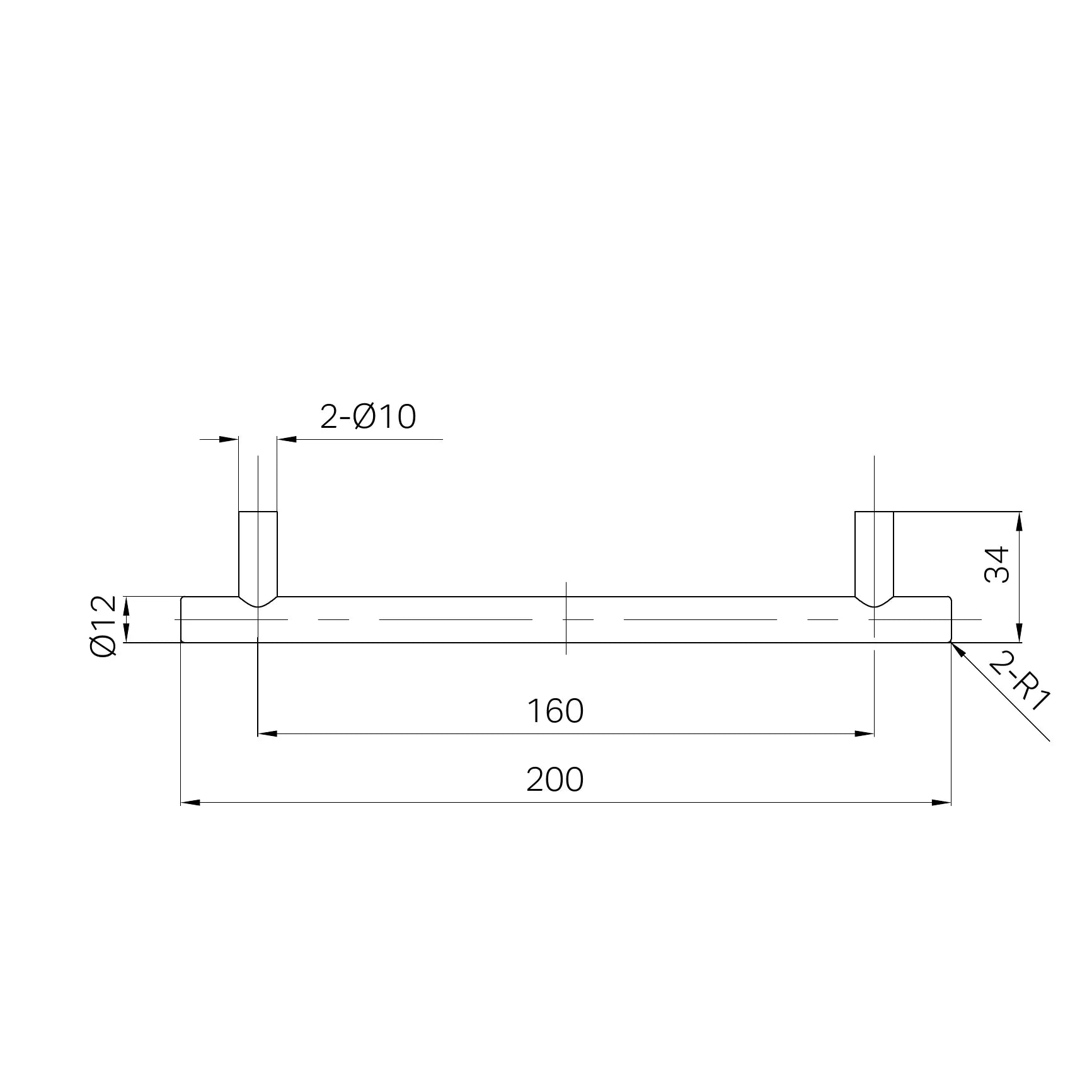 Mecca Pull Handle 200mm