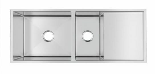 Pollo 1160x460x230mm Handmade Kitchen Sink One and Half Double Bowls with Drainer Board