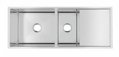 Pollo 1160x460x230mm Handmade Kitchen Sink One and Half Double Bowls with Drainer Board