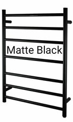 PERLA Round Heated Towel Ladder With 7 Bars In Chrome And Matte Black Available W600xH800xD121mm