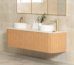 BONDI 1800MM WOODLAND OAK FLUTED CURVE VANITY