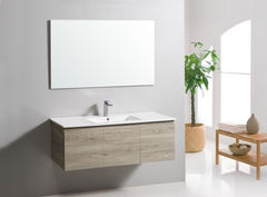 900MM GREY TIMBER FINISH WALL HUNG VANITY WITH Stone Top