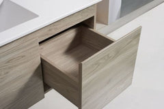 900MM GREY TIMBER FINISH WALL HUNG VANITY WITH Stone Top