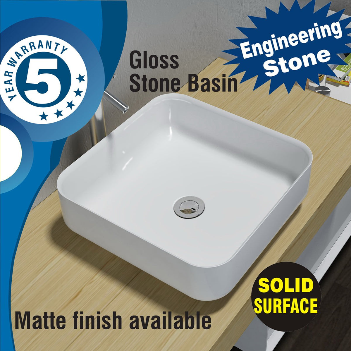 Engineering Stone Above Counter Bain-PURA Gloss Finish