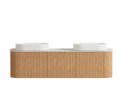 BONDI 1800MM WOODLAND OAK FLUTED CURVE VANITY