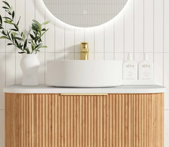 BONDI 750MM WOODLAND OAK FLUTED CURVE VANITY