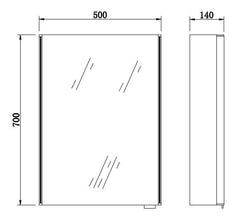 Ruby Frontlit Cabinet Mirror 500mm
