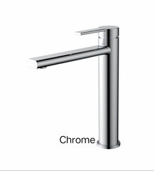 RISE TOWER BASIN MIXER IN, CHROME, MATTE BLACK, AND BRUSHED NICKLE