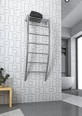 HOTRAIL STRAIGHT ROUND LADDER HEATED TOWEL RAIL WITH SHELF W580xH1190xD225mm