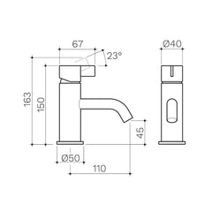 Round Blade Basin Mixer-Chrome/ Black/ Black Brass