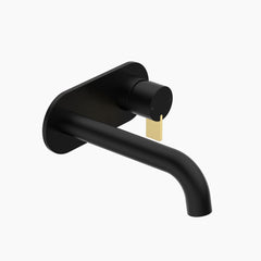 Round Blade Wall Basin/Bath Mixer 220mm - Chrome/Black/Black Brass
