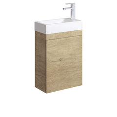 GREEK Edge Ensuite Wall-Hung or Floor Standing Vanity in Scandi Oak & Industrial 450Wx250D
