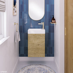 GREEK Edge Ensuite Wall-Hung or Floor Standing Vanity in Scandi Oak & Industrial 450Wx250D