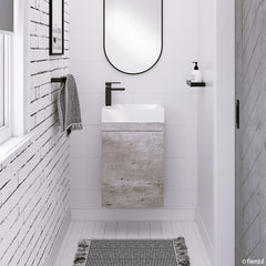 GREEK Edge Ensuite Wall-Hung or Floor Standing Vanity in Scandi Oak & Industrial 450Wx250D
