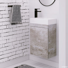 GREEK Edge Ensuite Wall-Hung or Floor Standing Vanity in Scandi Oak & Industrial 450Wx250D