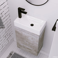 GREEK Edge Ensuite Wall-Hung or Floor Standing Vanity in Scandi Oak & Industrial 450Wx250D