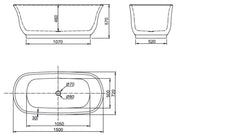 BADEN Gloss White Freestanding Bathtub 1700mm And 1500mm