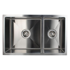 Pollo 1.2mm Handmade Round Corners Double Bowls Top / Undermount / Flush Mount Kitchen Sink 715x450x200mm