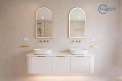 BONDI 1800MM SATIN WHITE FLUTED WALL HUNG CURVE VANITY