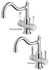 Phoenix NOSTALGIA Twin Handle Sink Mixer 220mm Shepherds Crook In Chrome - Chrome / White