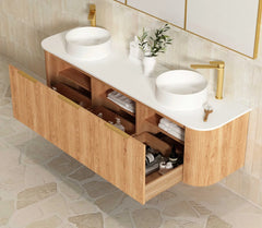 BONDI 1800MM WOODLAND OAK FLUTED CURVE VANITY