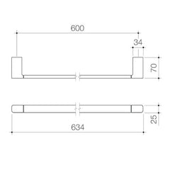 FUNA SINGLE OR DOUBLE TOWEL RAIL 630MM CHROME, BRUSHED BRASS, BRUSHED NICKEL & MATTE BLACK