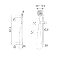 FUNA MULTI-FUNCTION RAIL SHOWER CHROME, BRUSHED BRASS, BRUSHED NICKEL & MATTE BLACK