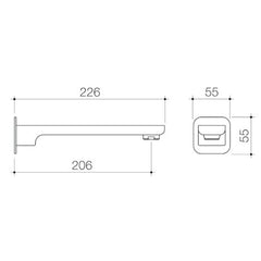 FUNA WALL BASIN/BATH SPOUT 6 STAR CHROME, BRUSHED BRASS, BRUSHED NICKEL & MATTE BLACK