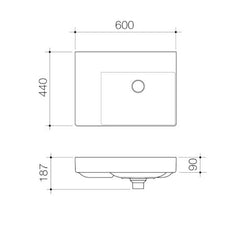 CAROMA URBANE II RIGHT or LEFT HAND SHELF WALL HUNG BASIN