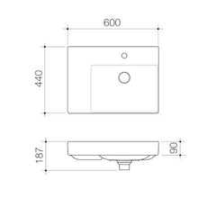CAROMA URBANE II RIGHT or LEFT HAND SHELF WALL HUNG BASIN