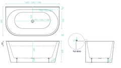 ALEGRA 1700 Back-to-wall Freestanding Bath White And Black
