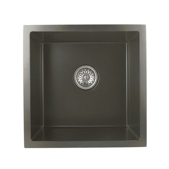 Pollo 1.2mm Dark Grey Stainless Steel Handmade Single Bowl Top/Undermount Kitchen/Laundry Sink 440x440x205mm