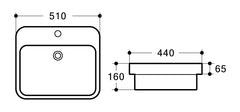 kOkO Half Insert Basin 510*440*160mm