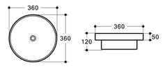 BLESS Half Insert Basin In Matt Finish Or Gloss Finish 360*360*120mm