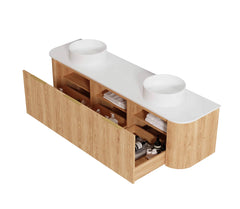 BONDI 1800MM WOODLAND OAK FLUTED CURVE VANITY