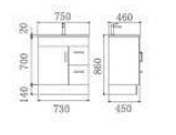 KENO Floorstanding Vanity In 750 With White Gloss Finish Ceramic Top or Stone Top