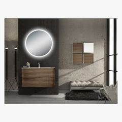 NITHYA 600mm Round 3 Color Lighting LED Mirror Touch Sensor Switch Defogger Pad Wall Mounted Acrylic Mirror