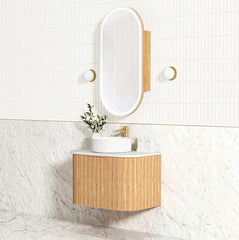 BONDI 750MM WOODLAND OAK FLUTED CURVE VANITY