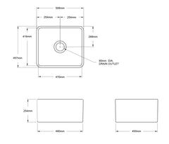 TURNER HASTINGS Novi 50 x 46 Fine Fireclay Matte Black or Matte White Butler Sink NO50FS-MB, NO503FS-MW