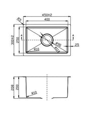 Classic Handcrafted Stainless Steel Sink 300*450