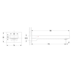 Vivo Noir 188mm Bath Spout