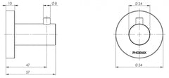 Radii Robe Hook Round Plate - Brushed Gold