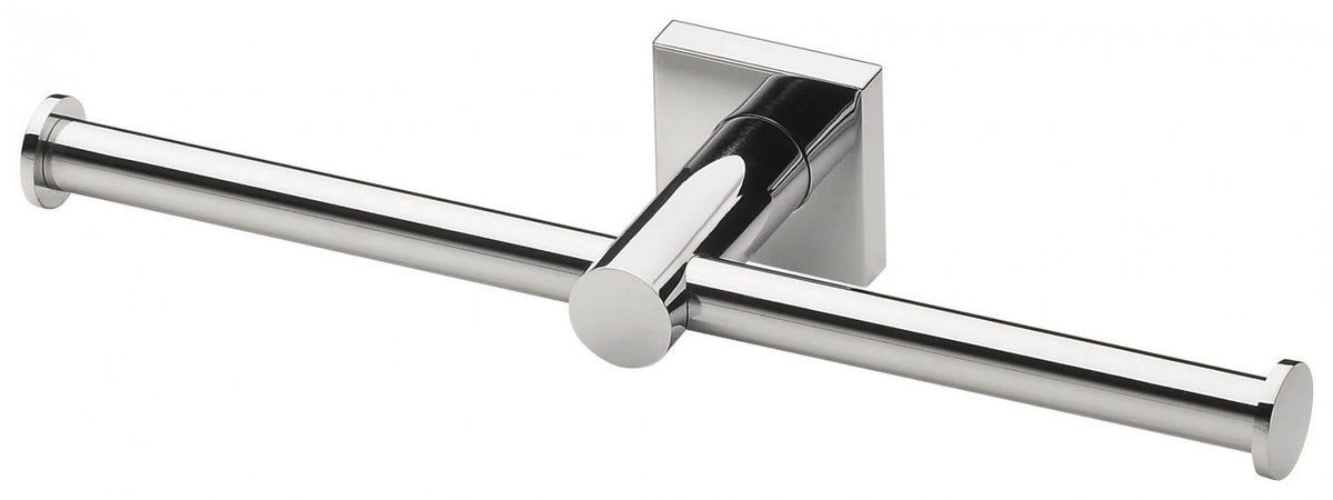 Radii Double Toilet Roll Holder Square Plate - Chrome