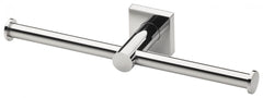 Radii Double Toilet Roll Holder Square Plate - Chrome