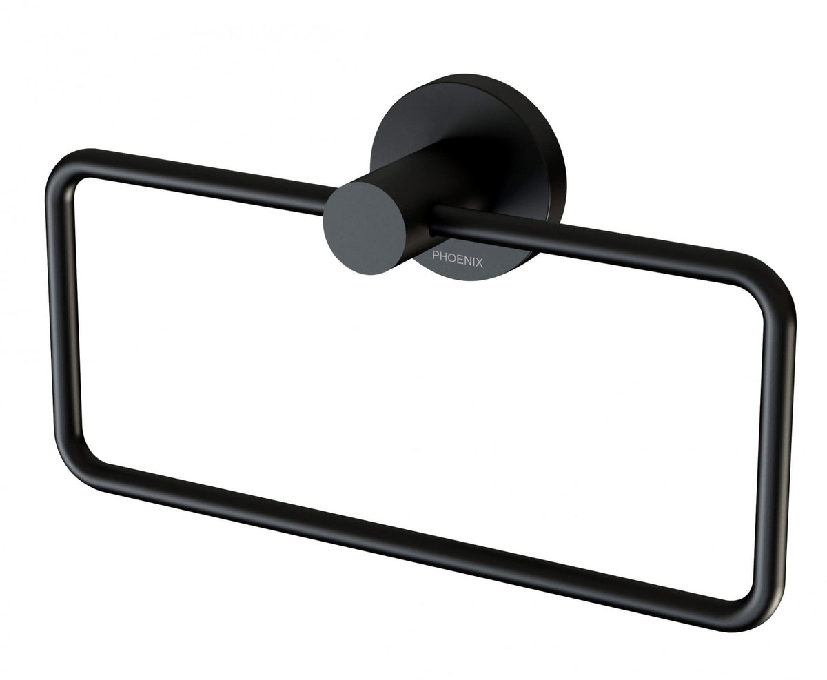 Radii Hand Towel Holder Round Plate - Matte Black