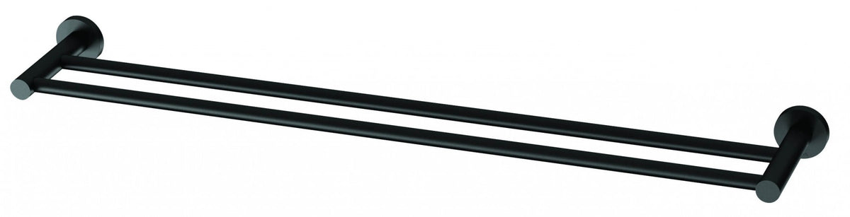 Radii Double Towel Rail 800mm Round Plate - Matte Black