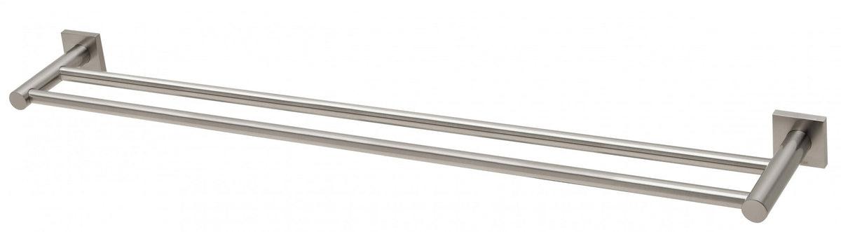 Radii Double Towel Rail 800mm Round Plate - Brushed Nickel