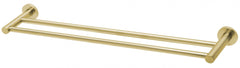 Radii Double Towel Rail 600mm Round Plate - Brushed Gold