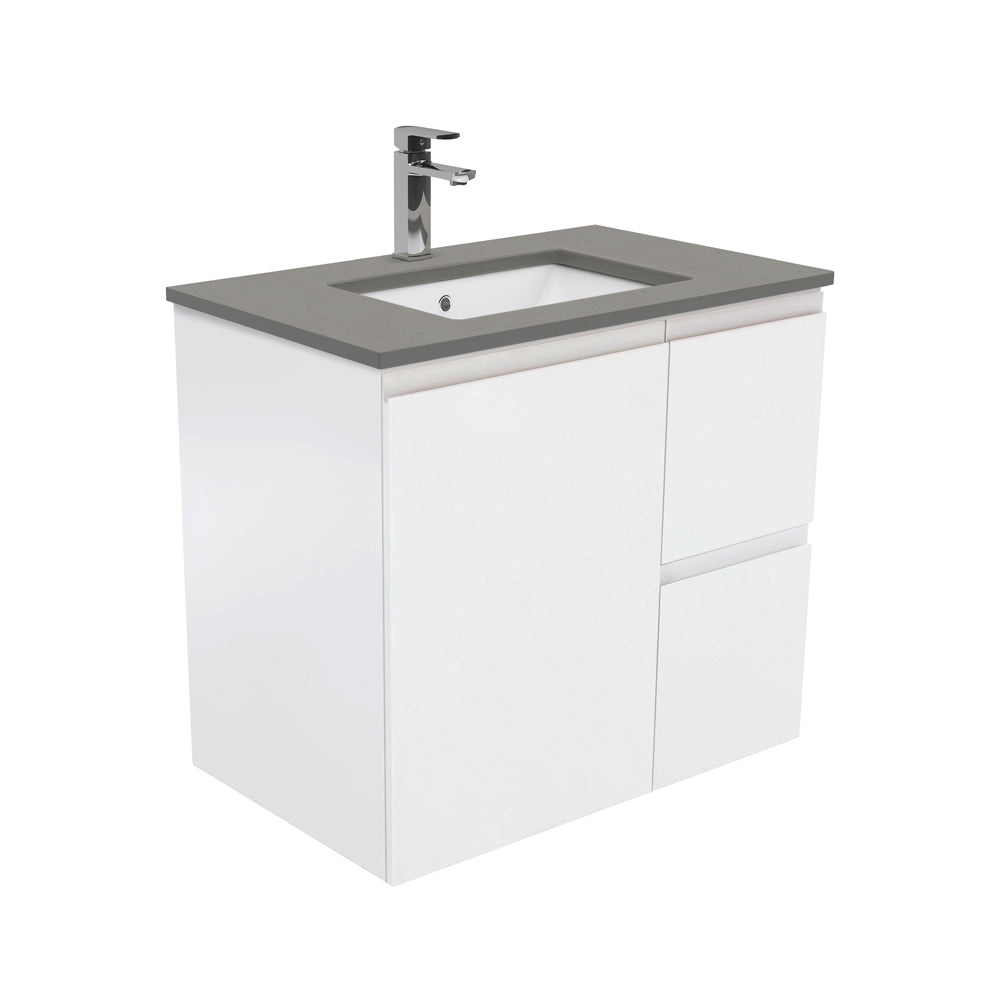 HEBREW Dove Grey 750 + Matte White/Matte Black Fingerpull Wall-Hung
