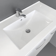 MILAN Fingerpull 1500 Double Bowl Vanity on Kickboard In Gloss White, Matte White And Matte Black